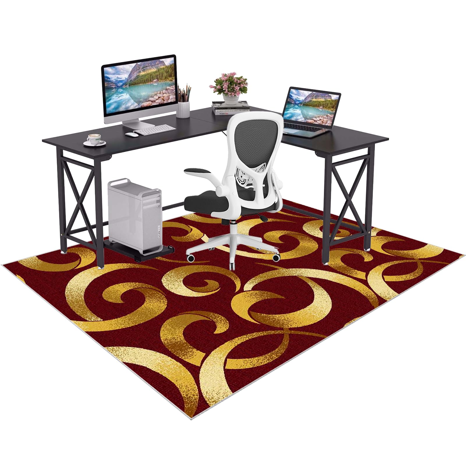 GmyoieqI Carpet Office Chair Mats Computer Floor Mat Large Non-slip Rubber Back Gaming Chair Mat for Home Office Desk Multi-Purpose Surfaces Floor Protectors for Carpets and Hard Floor 180 x 230 cm