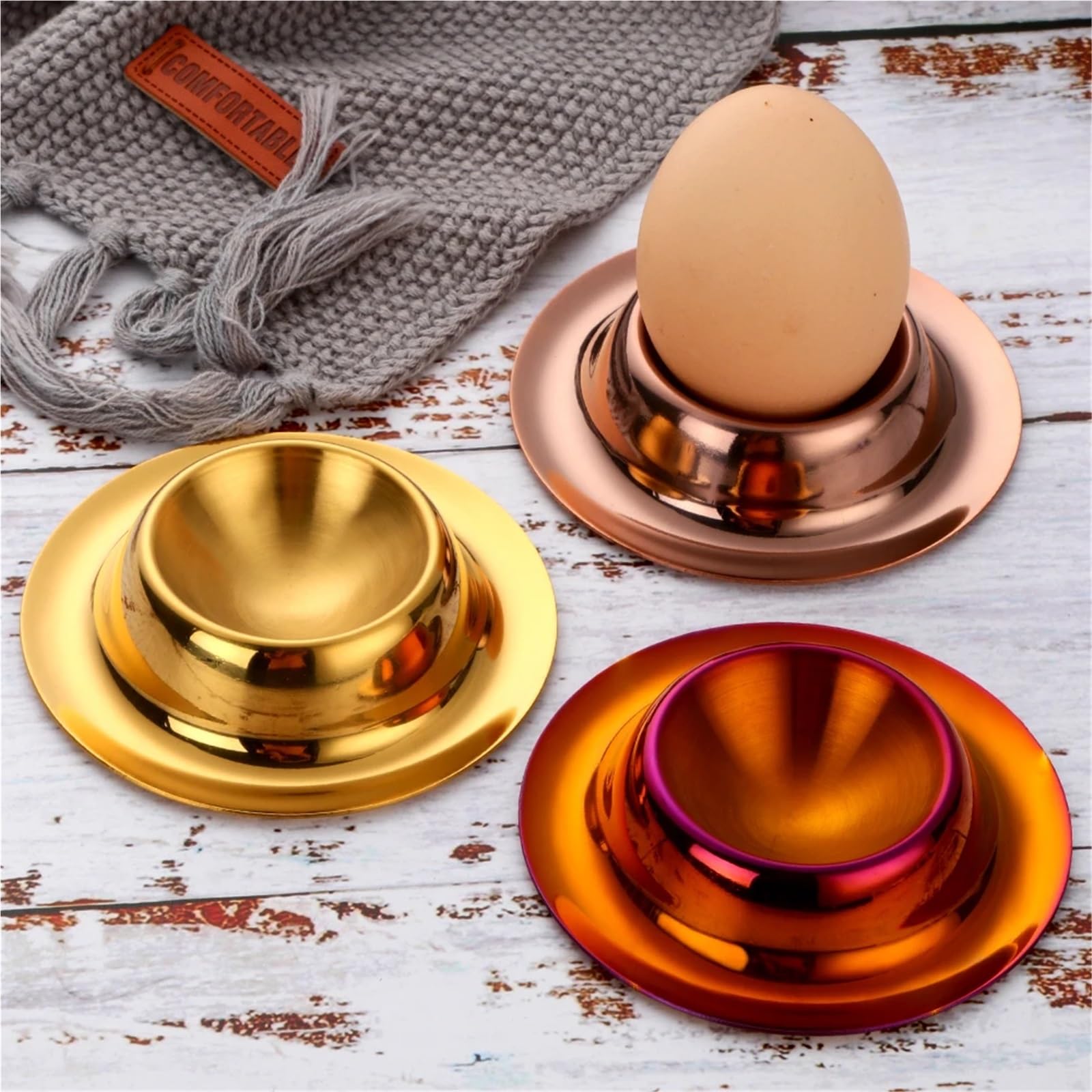 coquetier, Lot de 4 supports métalliques robustes for œufs, desserts, glaces, pudding, caviar, ustensile cuisine(Mix Color 4pcs)