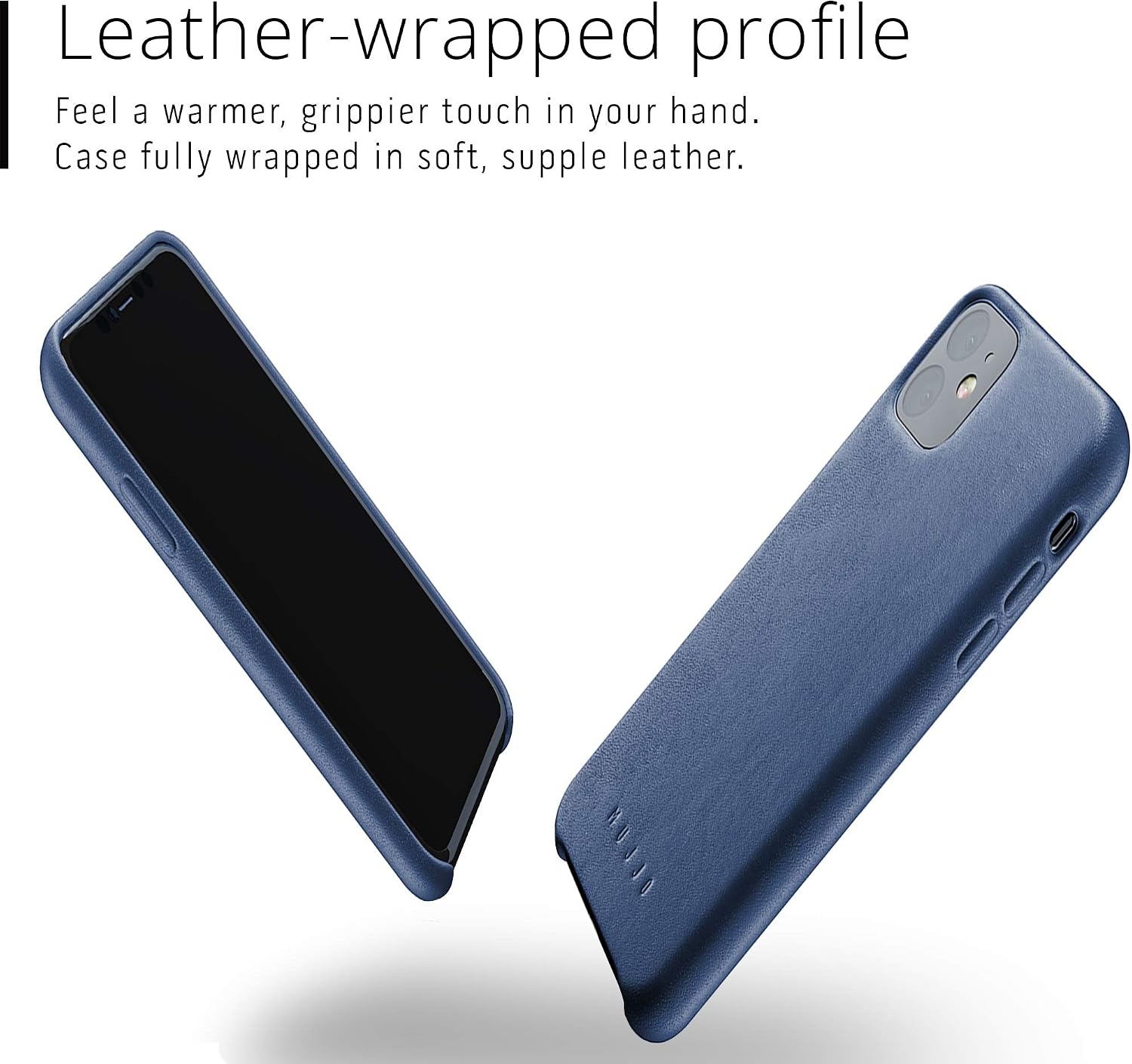 Mujjo Full Leather Case for Apple iPhone 11 | Premium Soft Supple Leather, Unique Natural Aging Effect | Leather Wrapped, Super Slim (Monaco Blue)