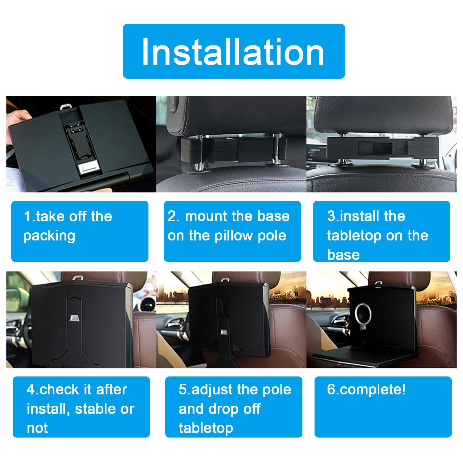 Kwak's Asiento Trasero de Coche Plegable Mesa de Comedor Plegable Taza Titular de la Bebida Asiento Trasero Bandeja Plegable Soporte de Escritorio para teléfono Comida para Viajes de Negocios