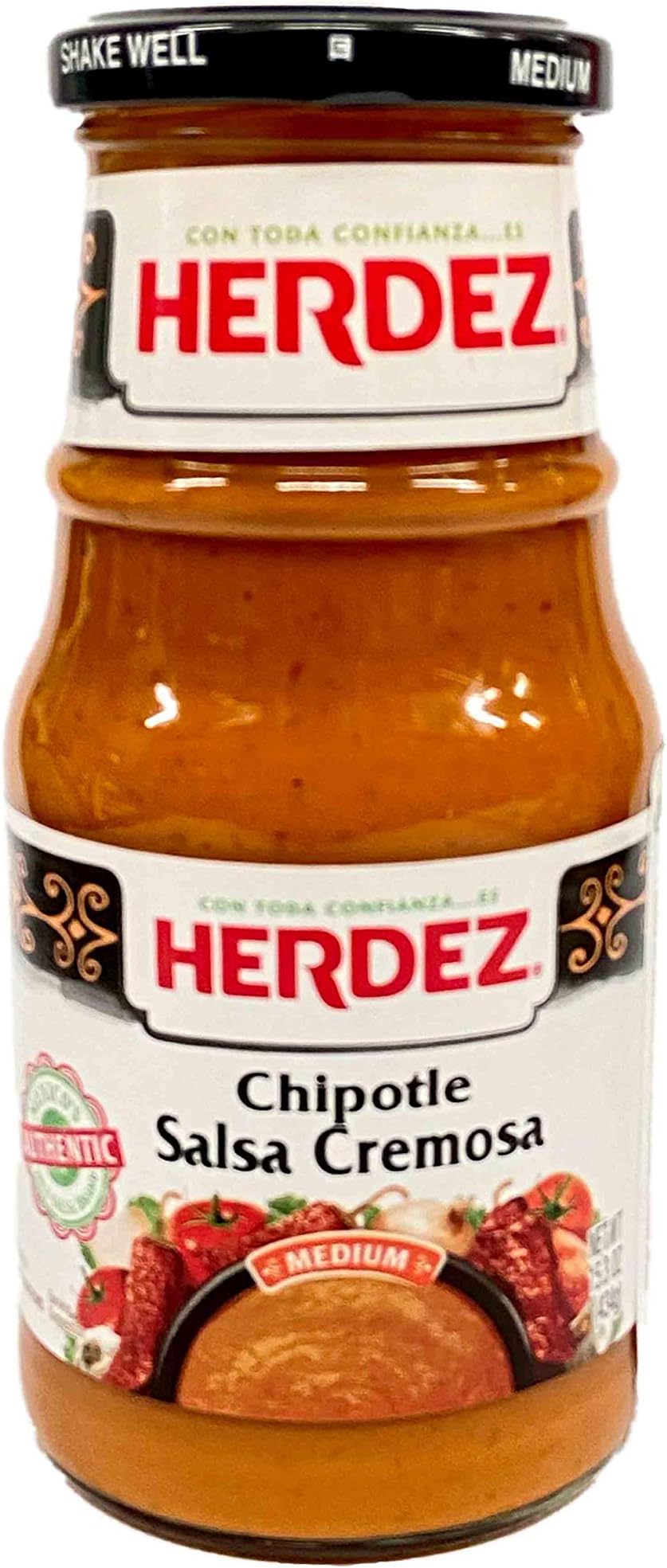 Herdez Authentic Mexican Medium Hot Sauces 15.7 Oz Gluten Free (Chipotle Salsa Cremosa, 2 Pack)
