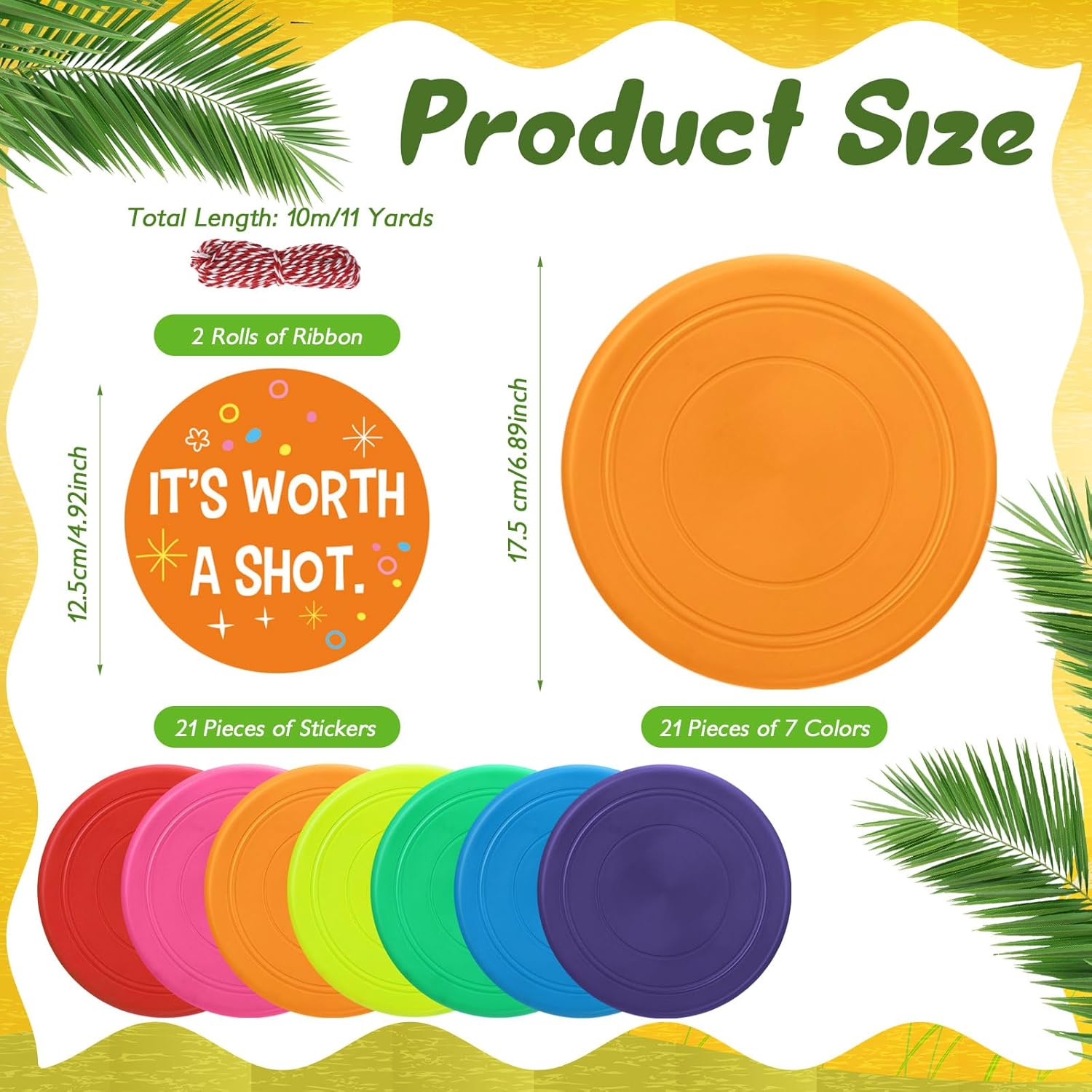 VioraWhite 21 Set Back to School Gifts 7 Inch Silicone Flying Disks with Round Motivational Stickers and Ribbon, Colorful Soft Disks Flyer Outdoor Games Welcome First Day of School, Gifts for Students