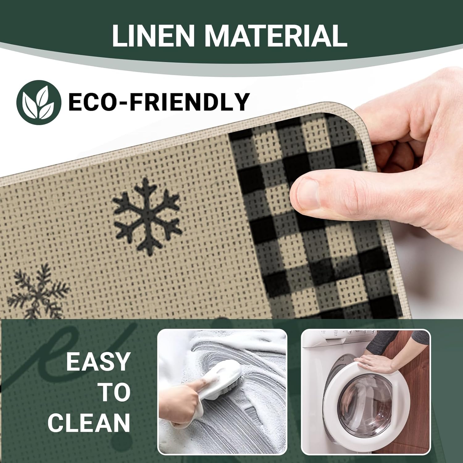 Welcome 冬用 パインツリー フロントドアマット、バッファロー格子柄 ファームハウス 装飾ドアマット 滑り止め フロア 玄関ラ