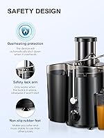 Vista 7 de QCen Juicer Machine, 500W Centrifugal Juicer Extractor with Wide Mouth 3” Feed Chute for Fruit Vegetable, Easy to Clean, Stainless Steel, BPA-free