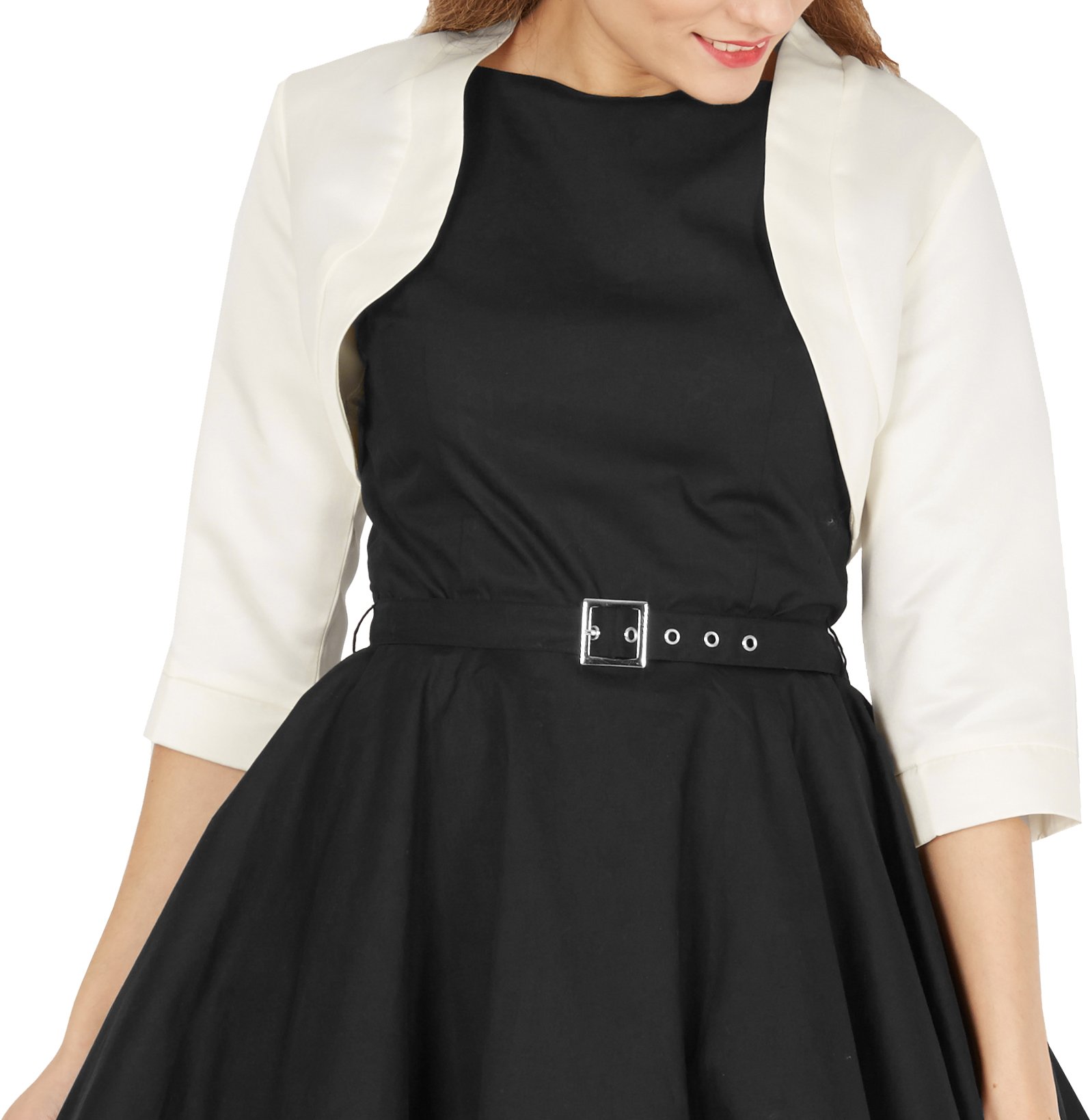 BlackButterfly Bolero Torera De Manga 3/4: Tejido Suave De Algodón Y Elastano - Estilo Retro (Hasta Talla 3XL)