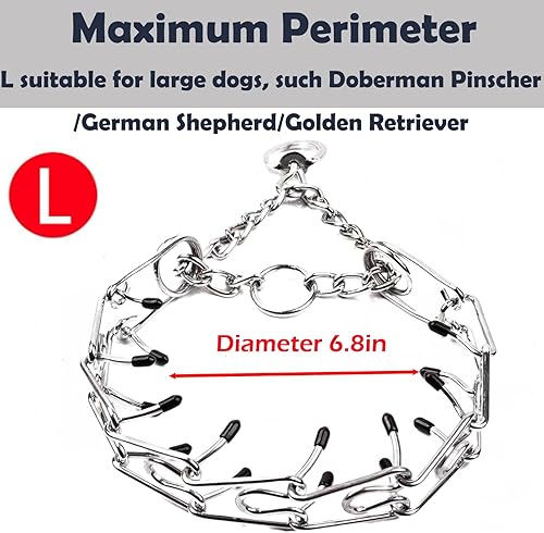 Miniatura 10 de DABILONGC Collar de dientes para perros, collar de entrenamiento ajustable con puntas cómodas y hebilla de liberación rápida para perros medianos y