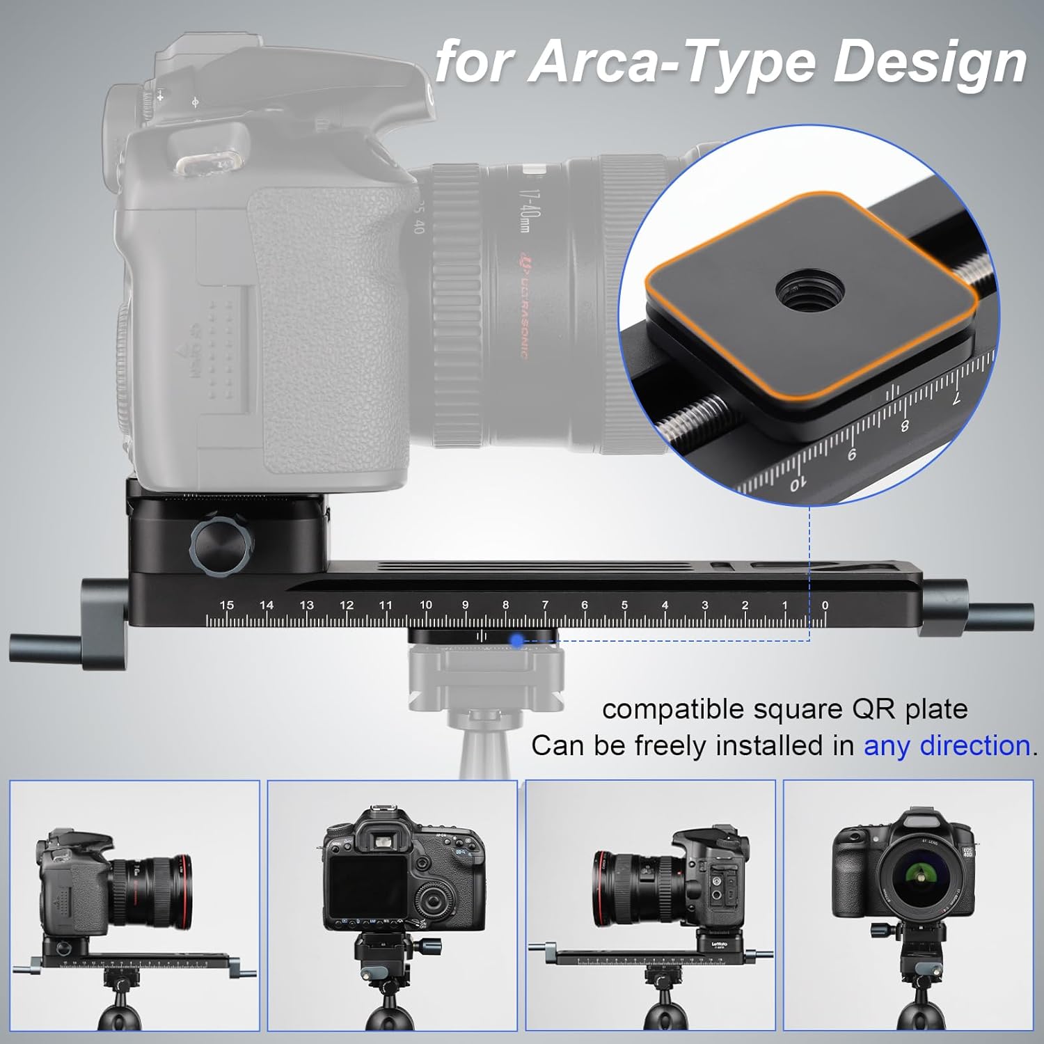 Leftfoto Precise Stable Geared Macro Focusing Rail Slider,Bidirectional Adjustment for Close-up Shooting Macro Photography with Arca-Swiss Dovetail Quick Release Plate