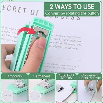 Teal Desk Office Supplies Set | 12 Pcs Office Supply Bundle, Plastic Metal Material, Stapler Scissors Clips Tabs Ruler Dispenser for Home School Office