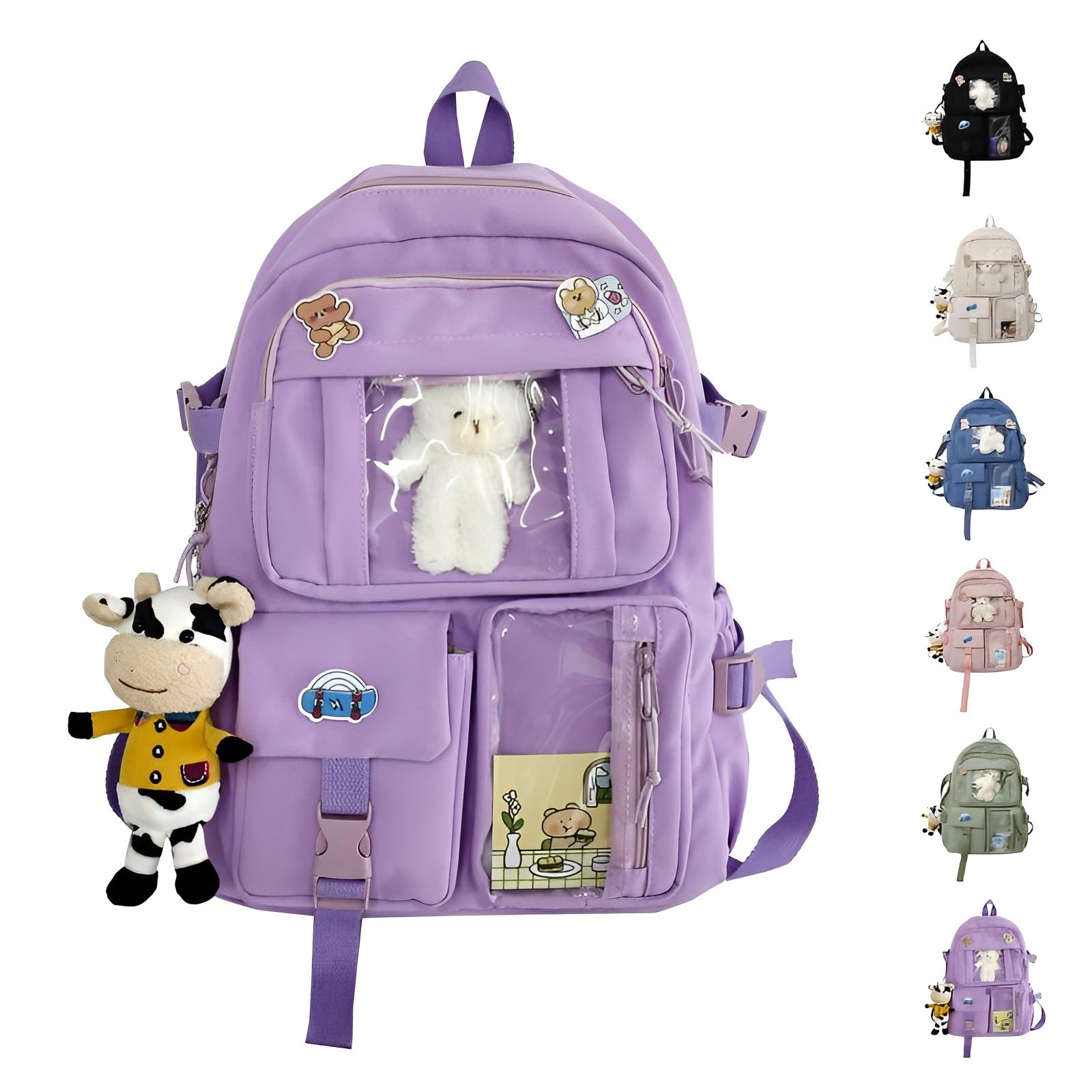 ooibnn Kawaii Backpack With Cute Accessory Ita bag Anti-thief Backpack For Teenagers