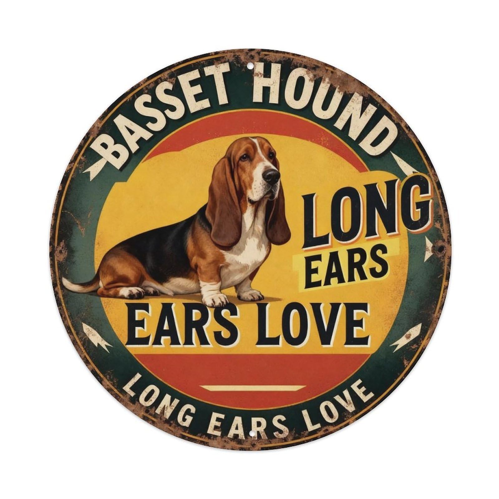 Basset Hound Long Ears Love Metal Tin Sign Plaque