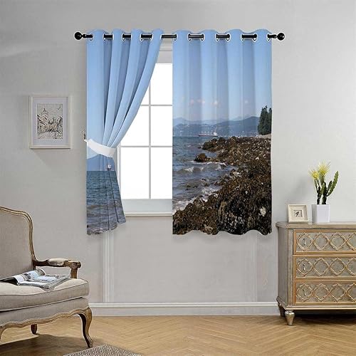 Miniatura 2 de Cortinas Blackout para Habitacion Sea and Sky Beach Scenery Thermal Insulated Door Curtain Cortinas para Separar Cuartos 55Inch Width by 45Inch