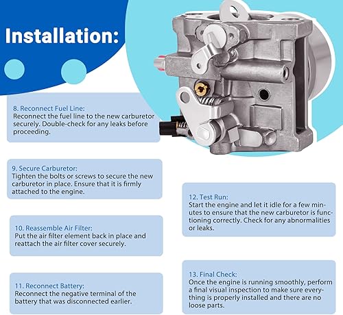 Miniatura 5 de Carburador compatible con KAWASAKI MULE 2500 2510 2520 1996-1999 Sustituye 15003-2509 Carb con juntas