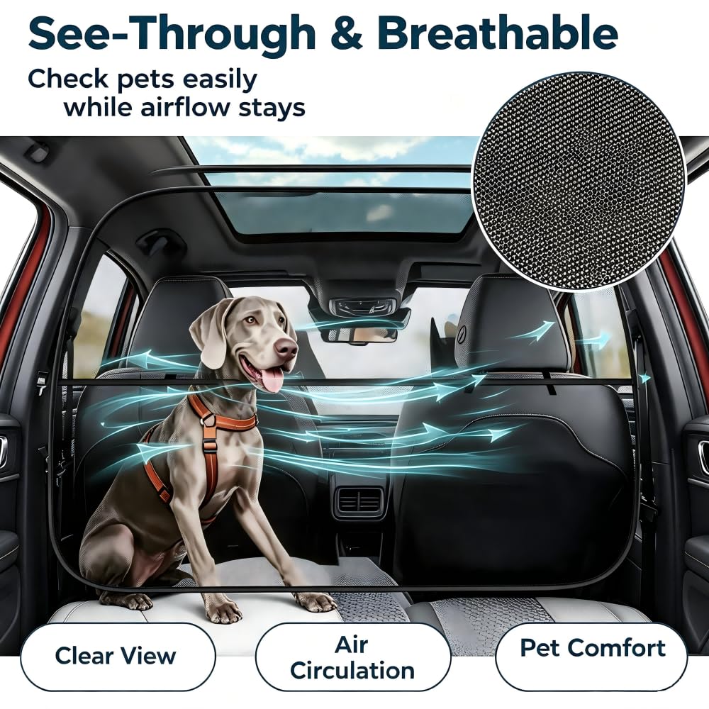 Red para Perros Coche para MG 4 EV 2025 | Reja de Seguridad Asiento Trasero, Barrera de Divisor Mascotas Asientos Traseros Ajustable