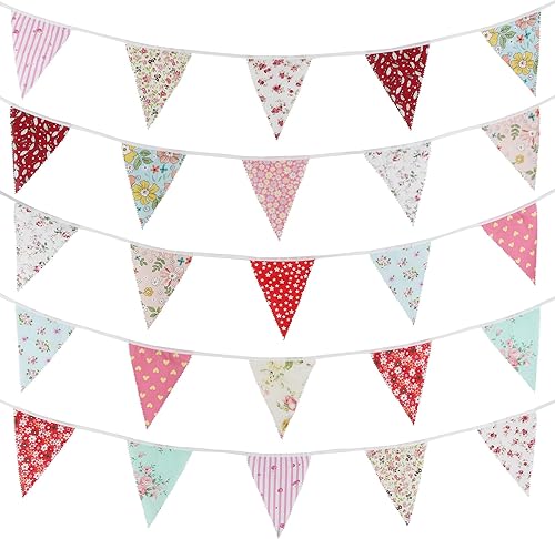 Miniatura 2 de Banderines triangulares de 40 pies, 42 unidades, banderas de tela multicolor, banderines de arpillera, banderines para bodas, fiestas de cumpleaños,