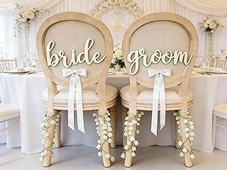 Wedding Chair Signs for Bride and Groom, Wooden Decorative Letters, Reception Table Decor Bride and Groom Shower Decoration,Wedding venues Sign,Engagement Party Decoration