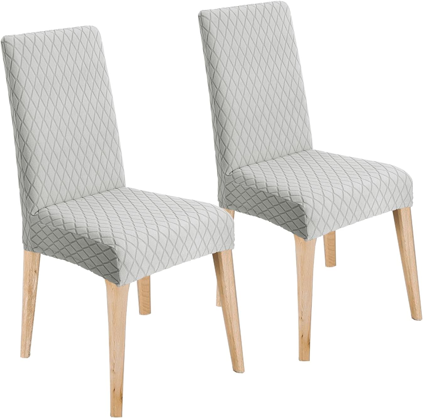 Dining Chair Covers Stretch Velvet Slipcovers for Dining Room, Universal Fit Parson Chair Protectors, Set of 6, Light Gray