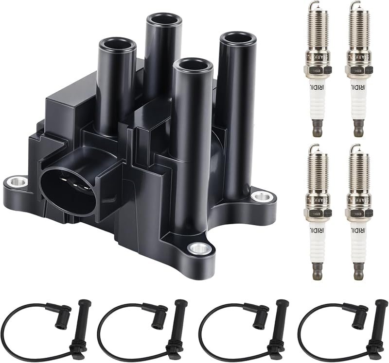 Kit de bobina de ignição Motorevo FD497 com velas de irídio e cabos para Ford Focus, Escape e Mazda Tribute 2.0L – 1 kit