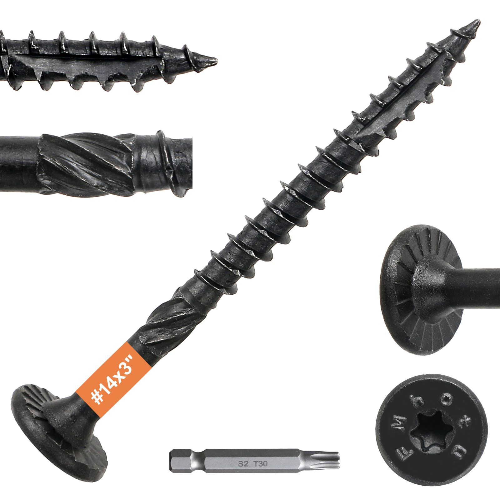 #14 x 3 Wood Structural Lag Screws 108Pcs Star Drive Decking Wood Screws, Rust Resistant Timber Screws for Timber/Log/Landscaping