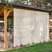 Vista 35 de SpaceDresser Cortinas Transparentes Impermeables para Exteriores/Patio - 2 Paneles con Bolsillo para Barra Cortina Transparente de Voile para Blanco