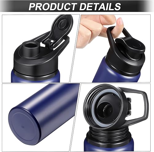 Miniatura 8 de CHENGU Juego de 12 botellas de agua de aluminio de 17 onzas, botella de agua de metal para bicicleta deportiva, botellas de viaje reutilizables con