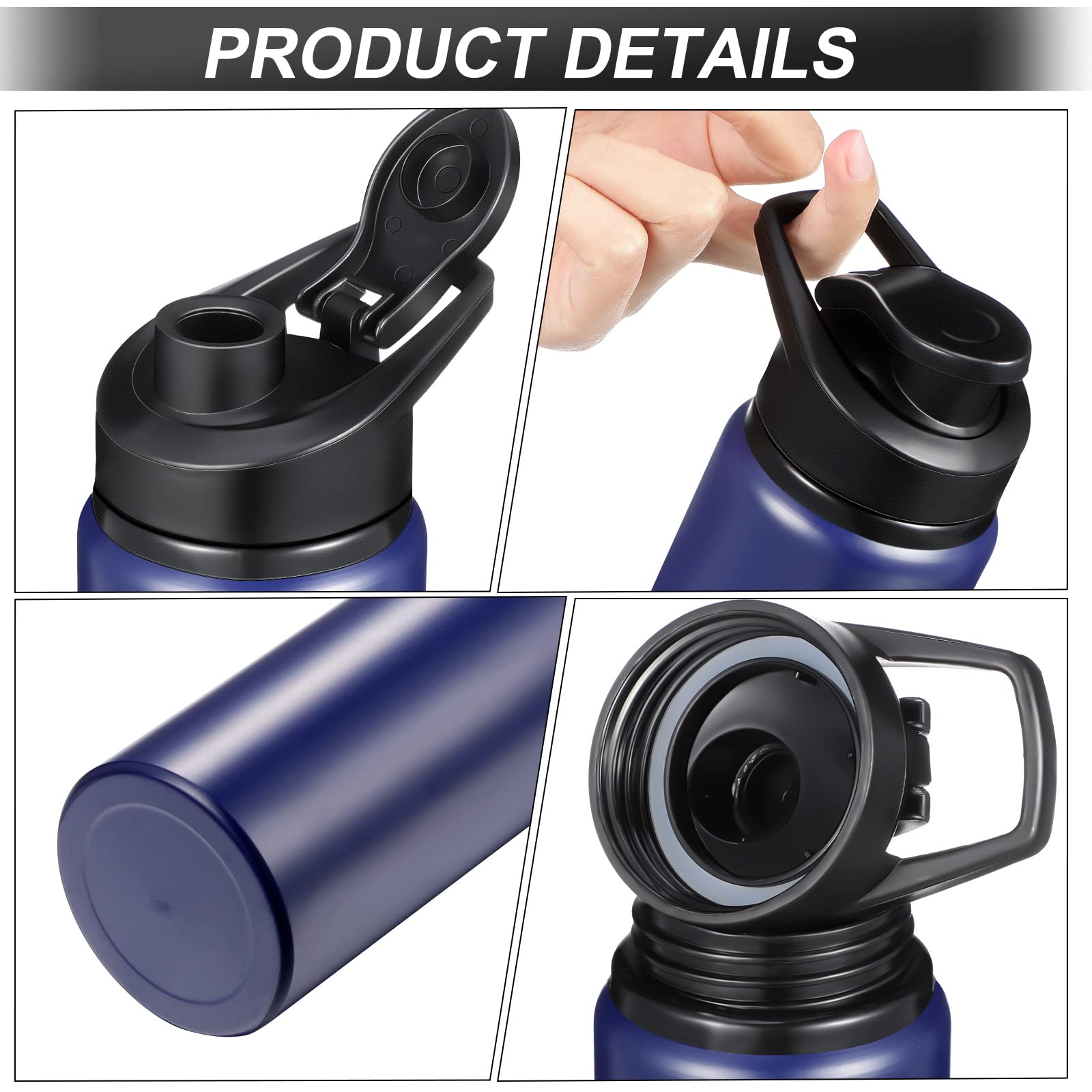 Set di 12 bottiglie d'acqua in alluminio sottovuoto in metallo per sport e bici, riutilizzabili, con coperchio, per palestra, sport, campeggio, escursionismo, pesca (680,4 g)