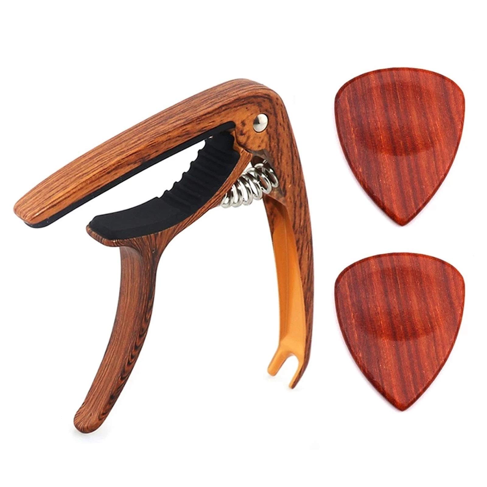 Capodastre en métal pour Guitare avec extracteur de goupille pour Guitare électrique avec Porte-médiator (Couleur : comme indiqué, Taille : Taille Unique) (Taille Unique comme indiqué)