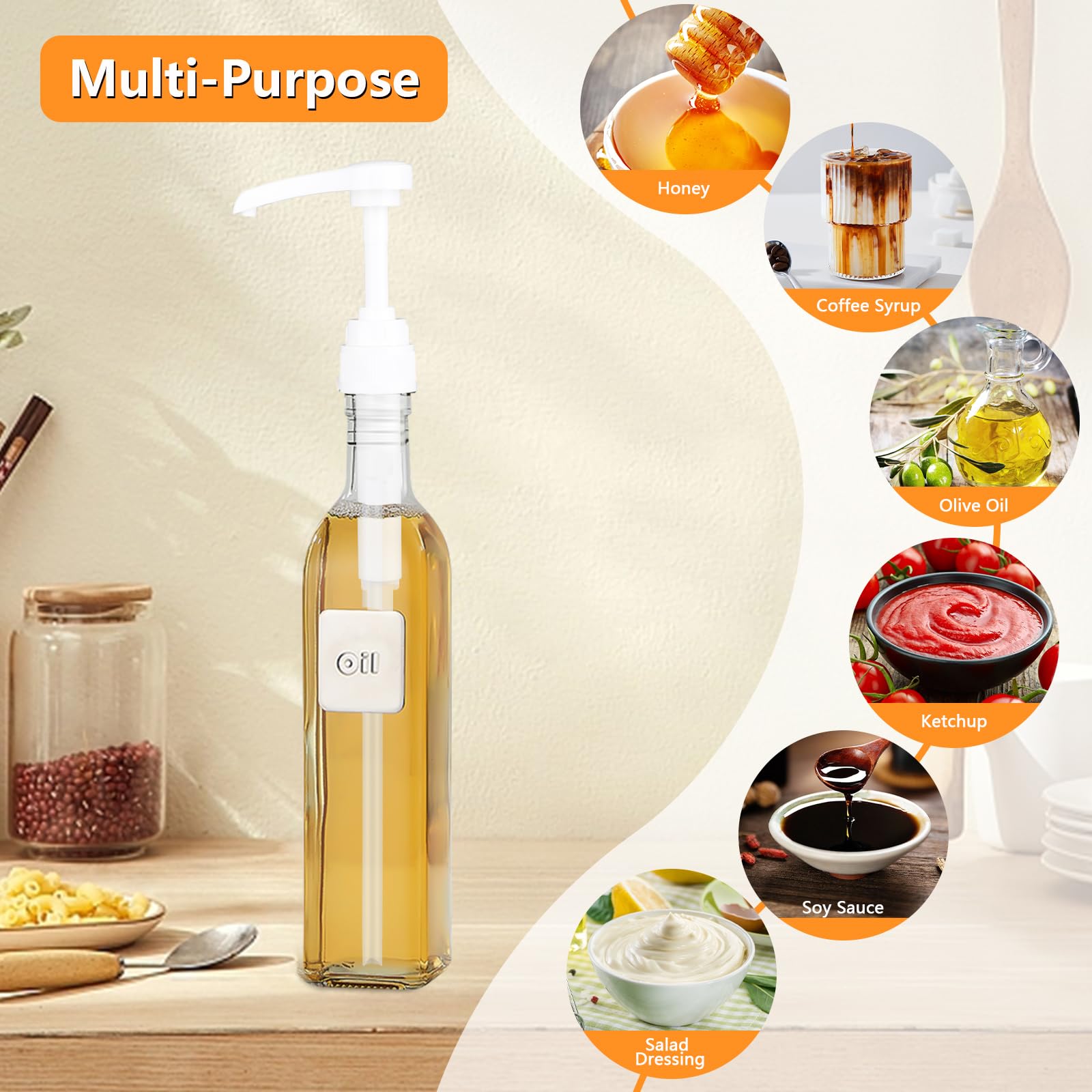 6x Sirup-Pumpe 5 Ml/Hub Mit Reinigungsbürste – Passend Für 28/410 Flaschen