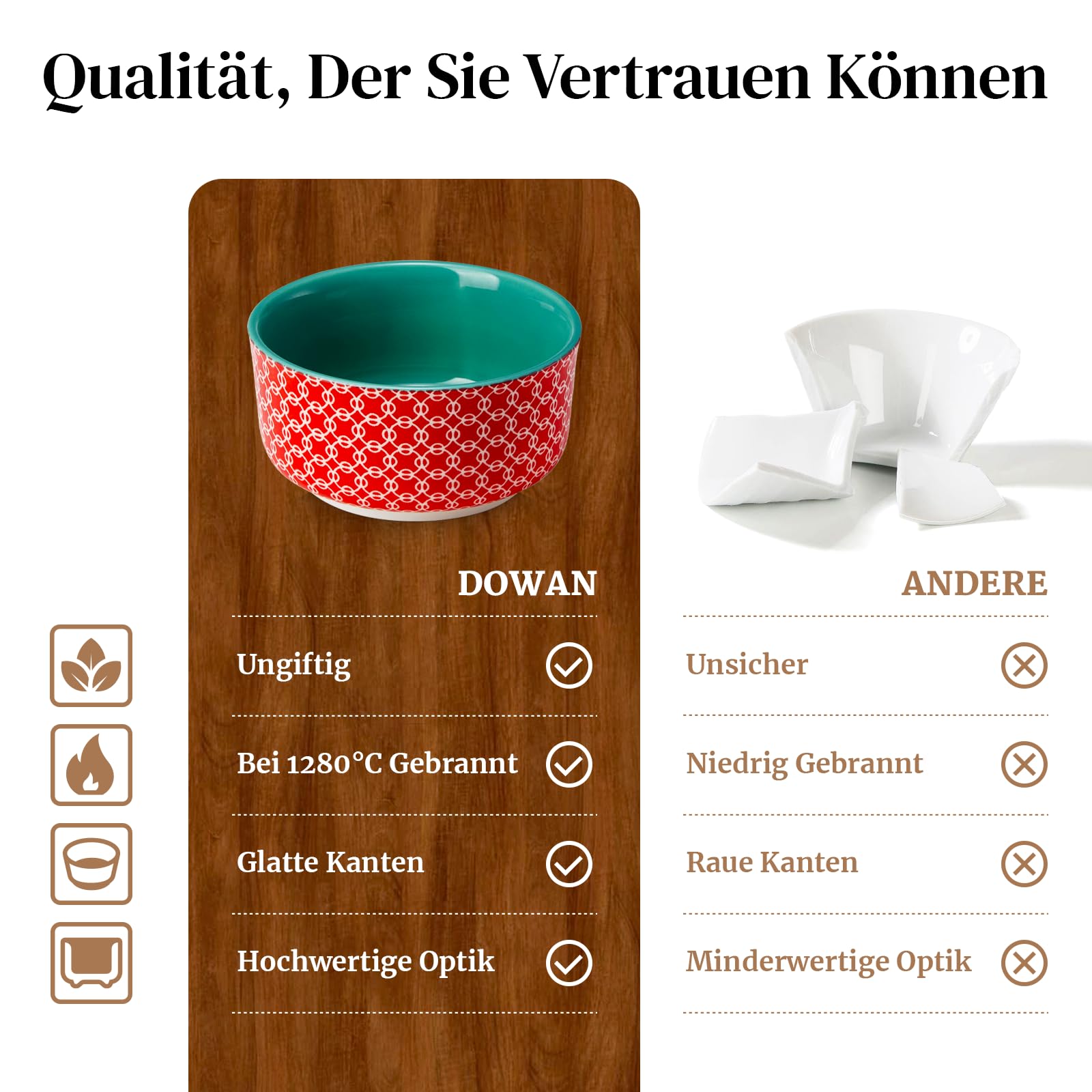 DOWAN Creme Brulee Schälchen 6er Set, 235 ml Porzellan Souffle Förmchen Backofenfest, Kleine Auflaufform, Ragout Fin Schalen, Mikrowellen-, Airfryer- und Spülmaschinenfest, Ø 10,5 cm Mehrfarbig