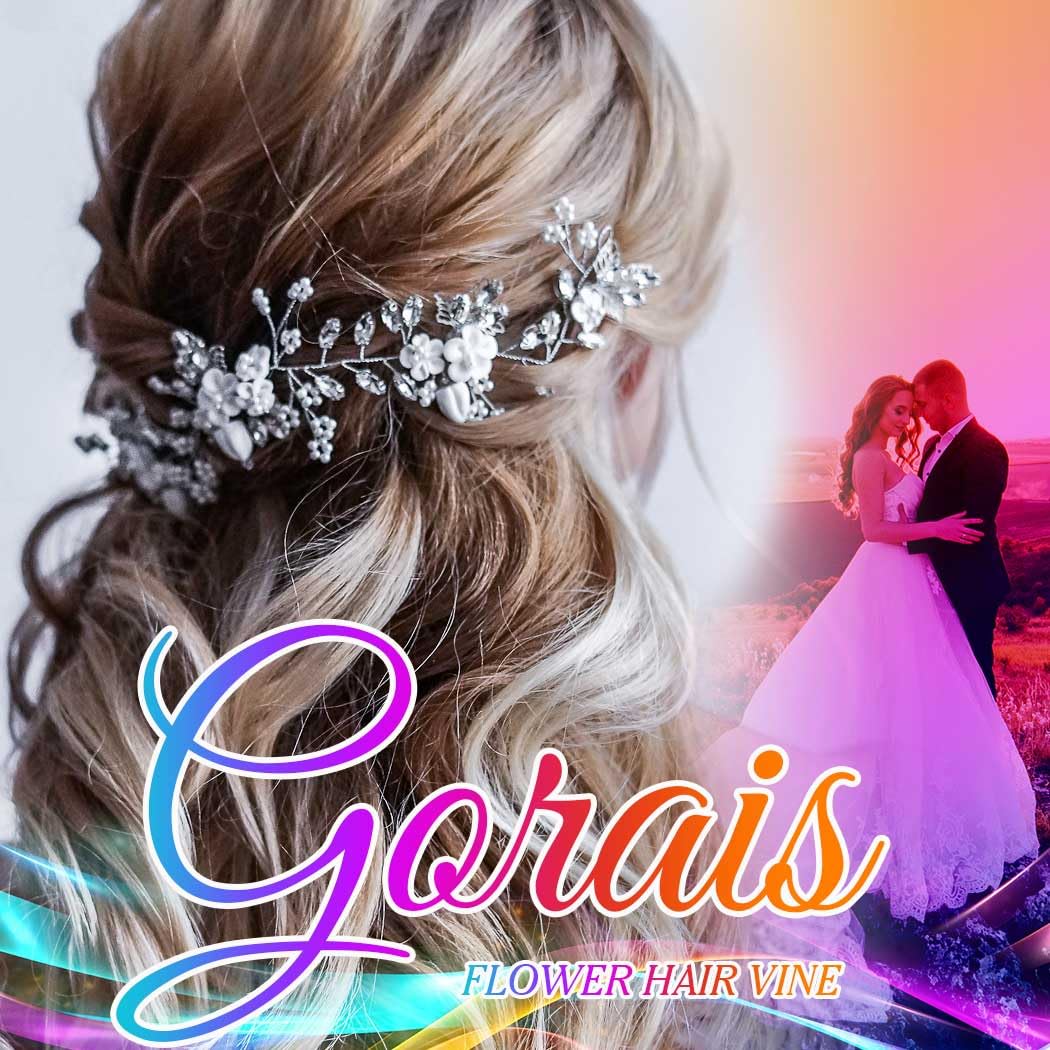 GORAIS Flower Wedding Hair Vine Crystal Bridal Hair Accessories Pearl Bride Hair Pieces for Women and Girls - Image 3