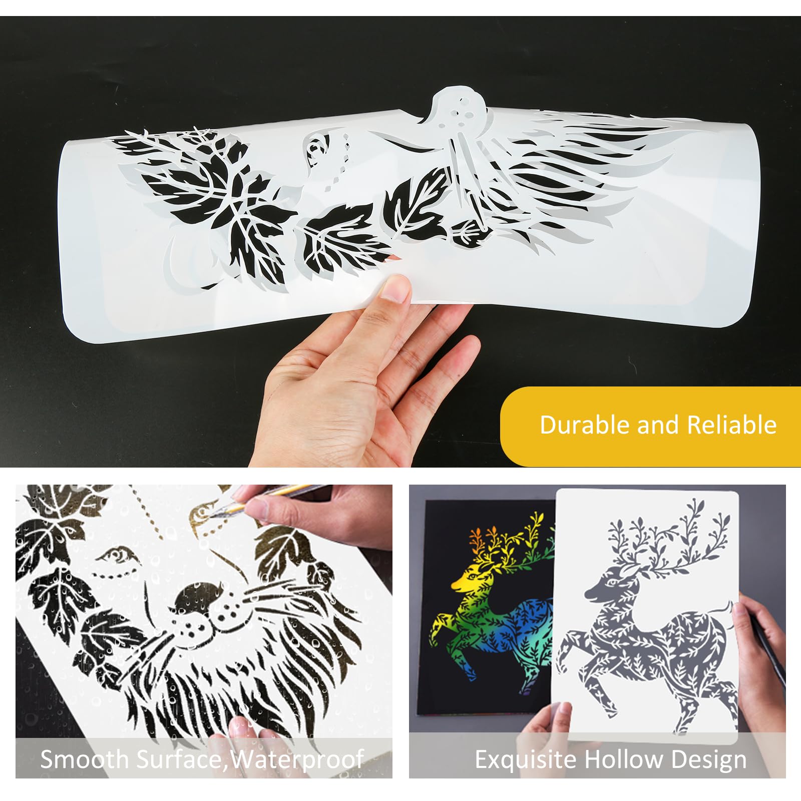 Pochoir Peinture Tableau Jindizi Lot De 12 Pochoirs Réutilisables En PVC  Pour Peinture, Lettres Pochoir Pour Meuble, image size:1600x1600