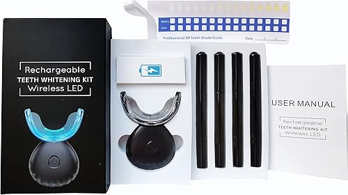 Miniatura 3 de Kit de blanqueamiento dental, blanqueador dental con 4 bolígrafos blanqueadores dentales, la bandeja de 32 luces LED de luz roja y azul,