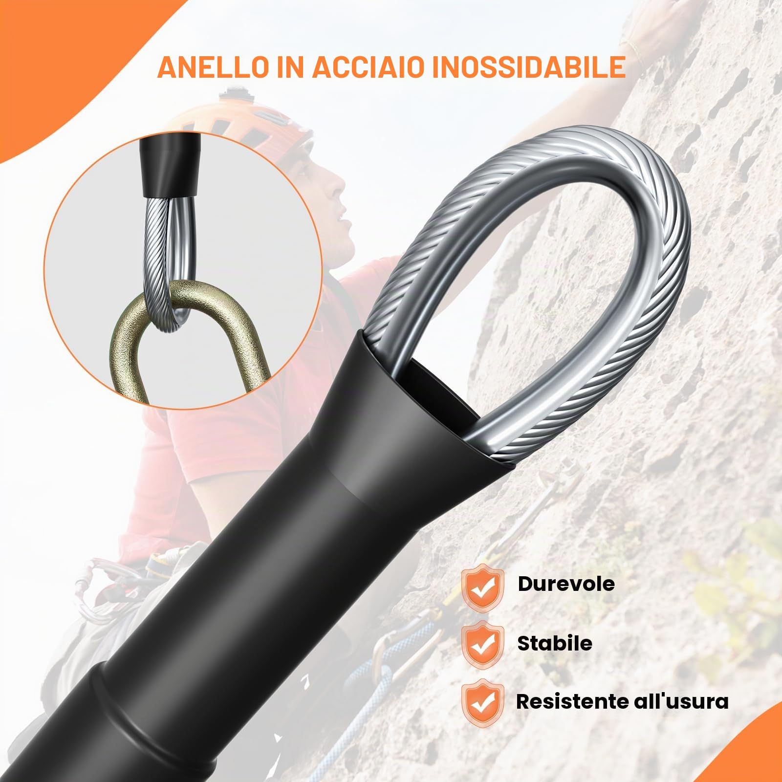 Kit Flip Line con anima in acciaio, cordicella in acciaio con moschettone a tripla chiusura, corda regolabile per arrampicatori di alberi, cura degli alberi, protezione anticaduta (12 x 3,6