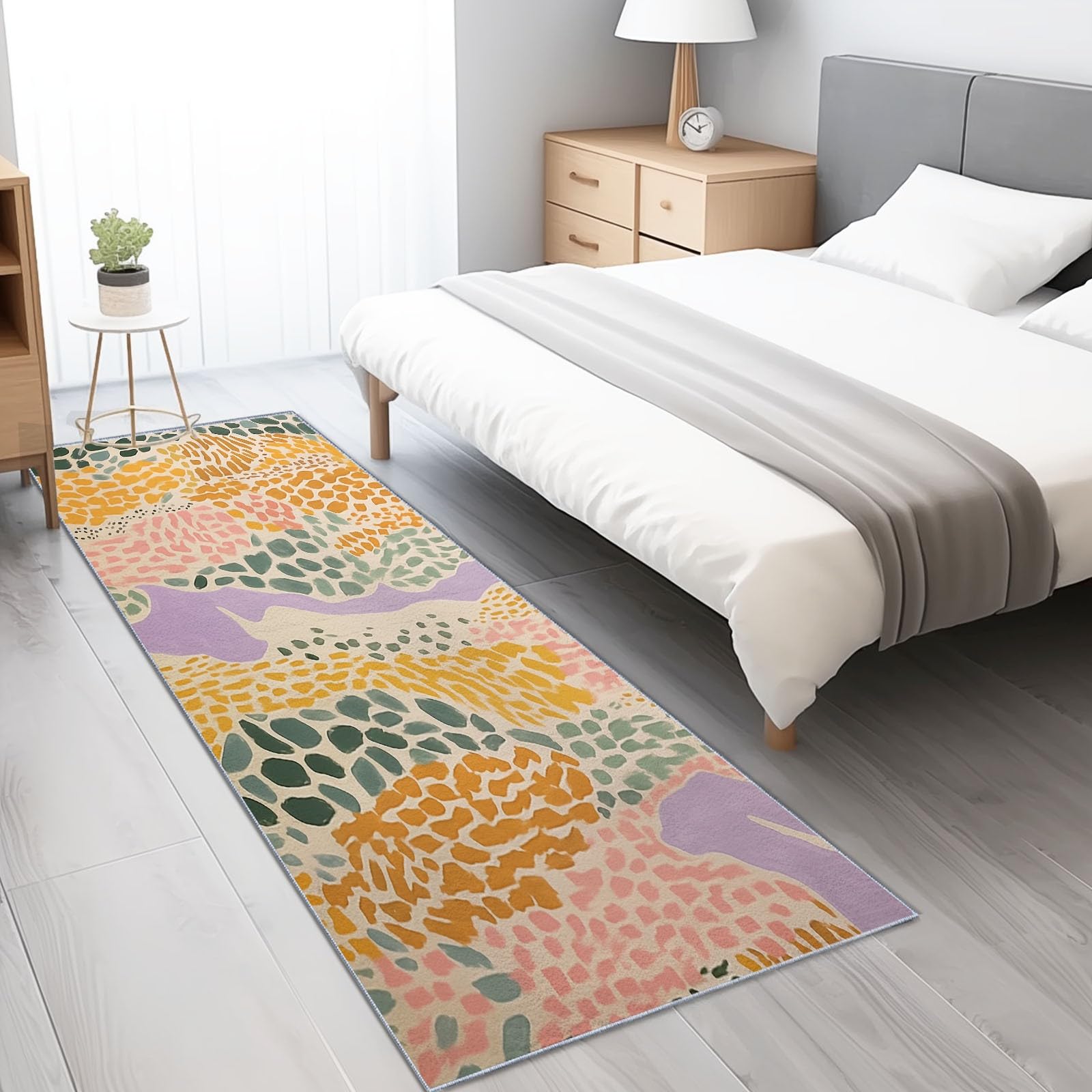 Generisch Teppich Läufer Flur Lang, Rutschfester Küchenteppich 60 x 150 cm Waschbar, Abstrakte Flecken Korridor Teppich für Küche Eingang Wohnzimmer Schlafzimmer, Bunt