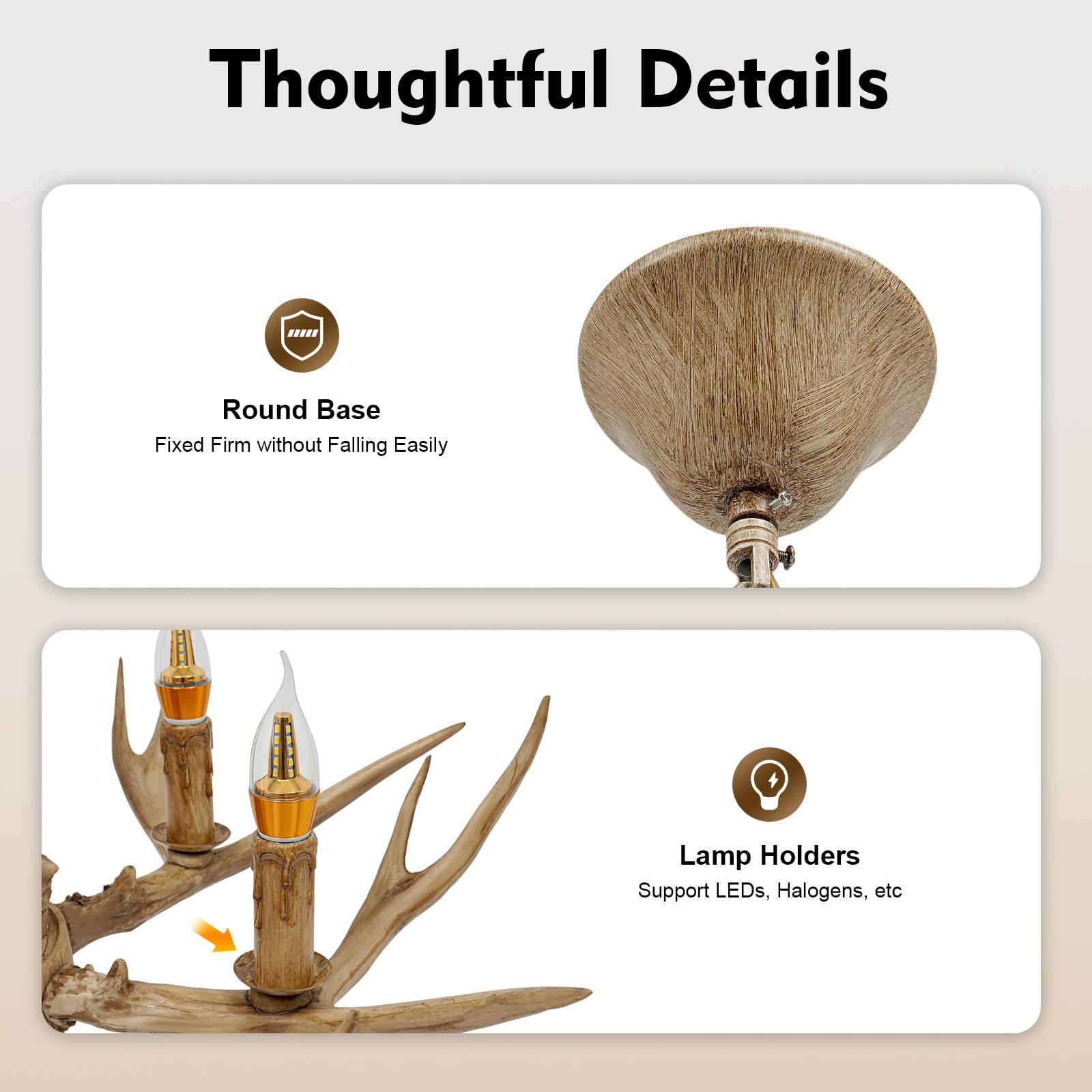 Lampadario Per Bar Ristorante Lampadario Corna Di Cervo Retrò - 6 Luci LED, Regolabile, Per Interno Lampada 6 Luci LED