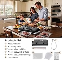 Vista 8 de 85Kpa Vacuum Sealer Machine - Kitchen Gifts, 10-in-1 Full Automatic Food Saver with Easy-Lock Handle, Built-in Cutter & Roll Storage for Dry/Moist