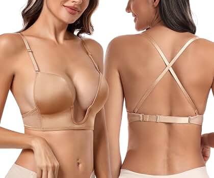 Wekofi Women's Deep Plunge Convertible Bra - Push Up Underwire Backless Bra - View #10