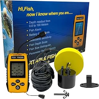 Fischtiefenmesser, kabelgebundener, auswerfbarer Fischfinder für Kajakboote, Zubehör für Eisangelausrüstung, tragbarer Wassertiefen-Fischfinder mit Sonar und LCD-Display