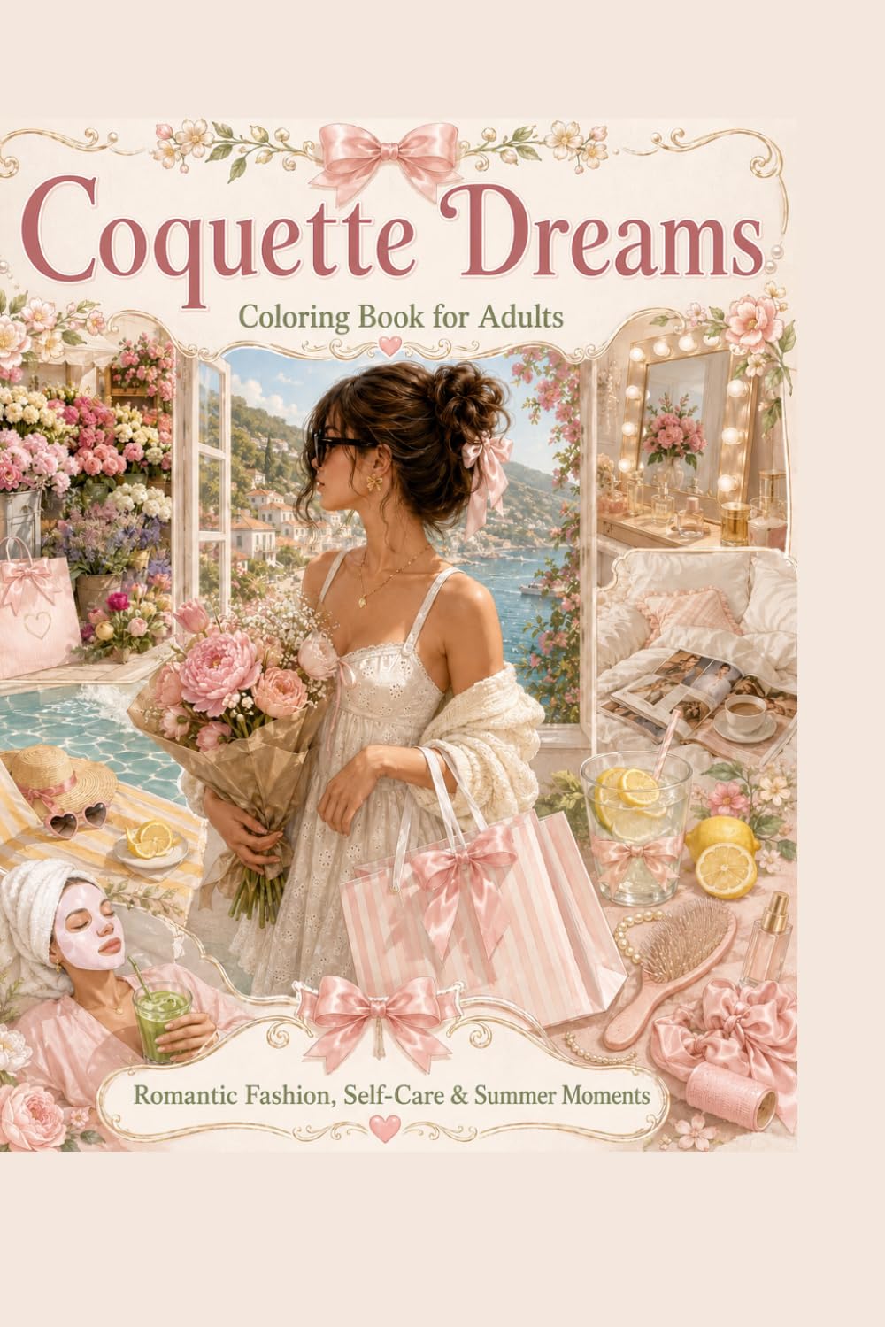 Coquette Dreams - Coloring Book for Adults: Romantic Fashion, Selfcare, and Summer Moments