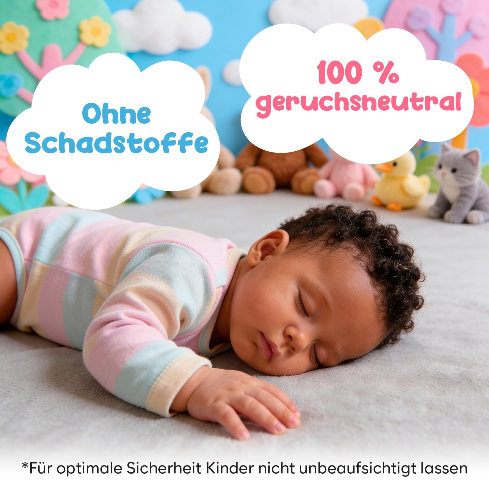 Krabbelmatte Baby 150x150 cm – 3 cm dicke Memory-Foam Spielmatte – Ungiftig, Rutschfest & Stoßdämpfend – Weicher Spielteppich für Babys & Kleinkinder – Avec Maman