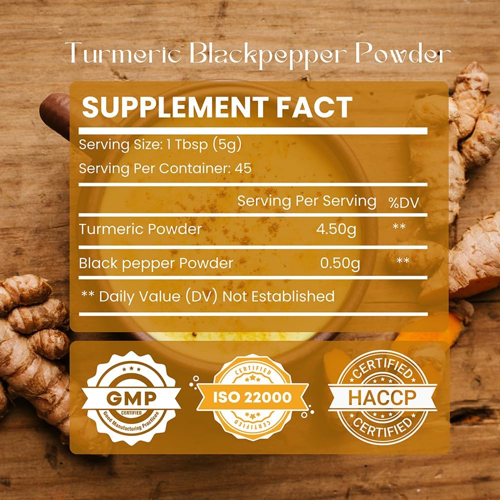 Turmeric Curcumin with Black Pepper Powder 227g (8oz) - Instant Drink Mix Powder Turmeric Curcumin (Pack of 2)