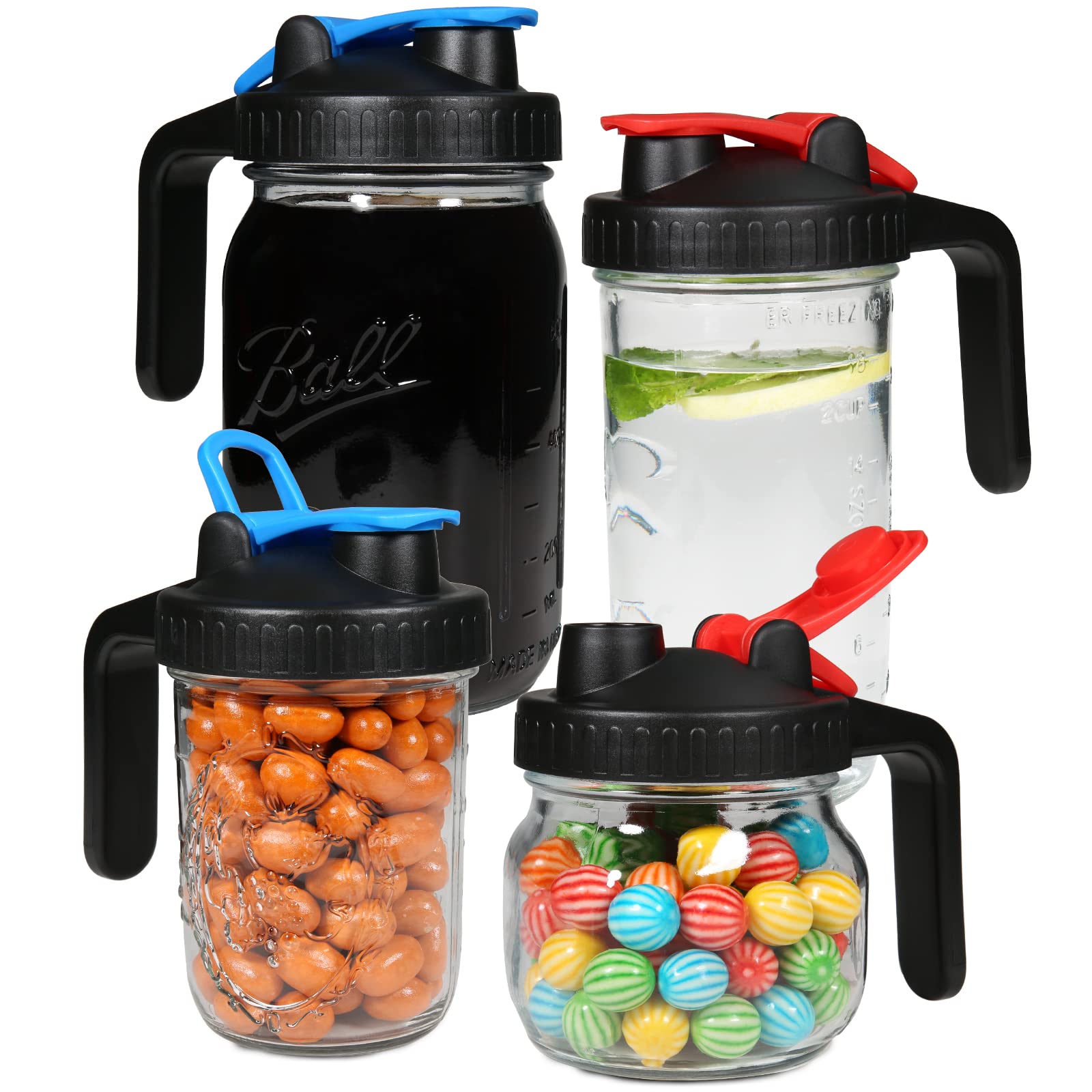 Buy LIVEBAY Mason Jar Lids with Handle, 4 Pack Reusable Wide Mouth