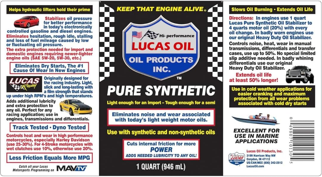 High-Performance Synthetic Oil Stabilizer – 1 Quart (32 fl oz) Engine Protection & Performance Enhancer for Synthetic Motor Oils.