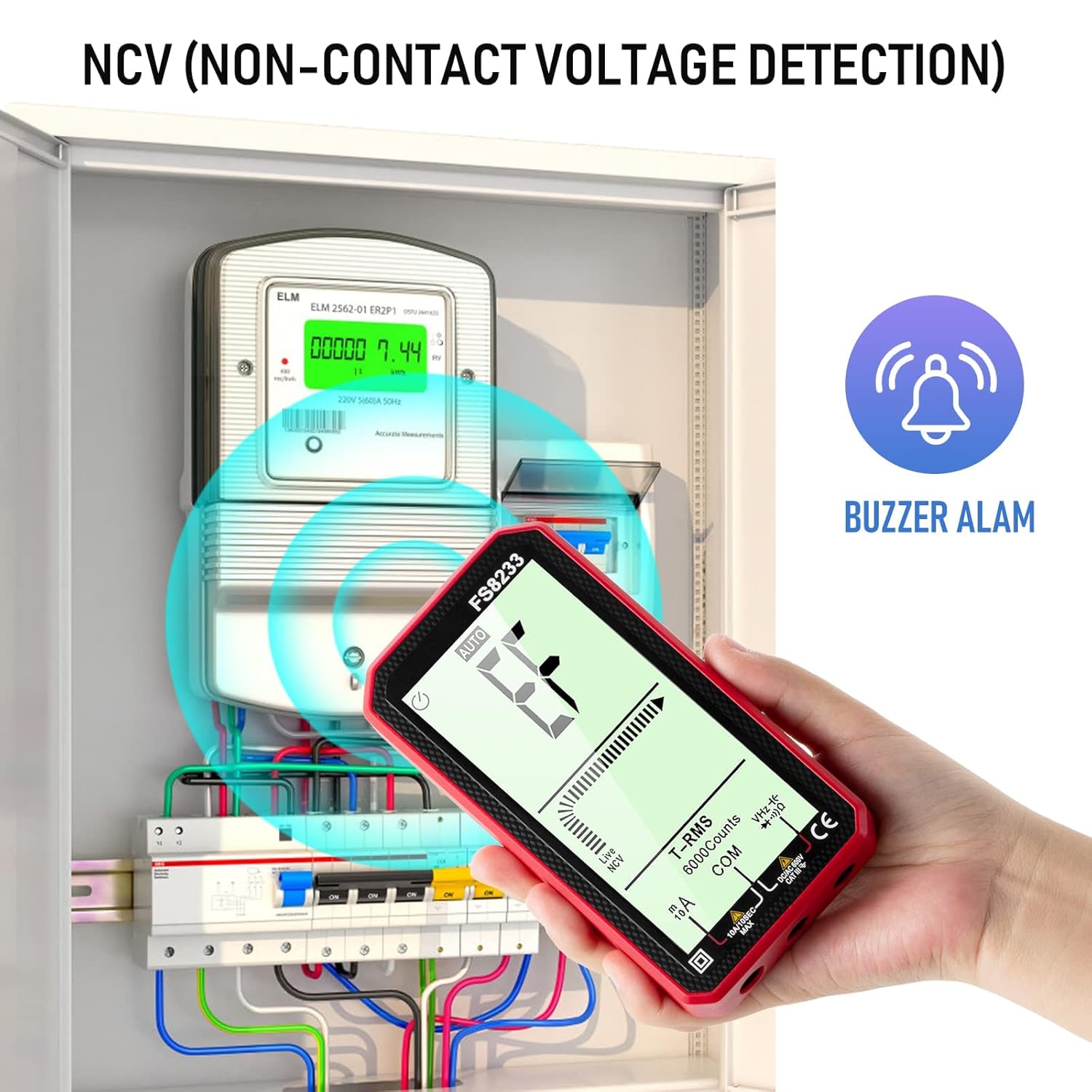 Digital Multimeter - WOOKLEA Auto-Ranging Volt Tester 6000 Counts TRMS 4.8'' Display | Accurately Fast Measures Voltage Current Capacitance Continuity Resistance Temperature Diodes NCV (Red)