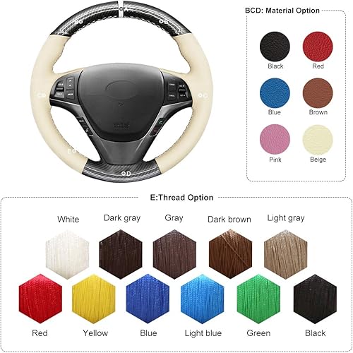 Miniatura 3 de MEWANT Funda de volante de automóvil personalizada PU fibra de carbono microfibra cuero volante para Hyundai Genesis Coupé 2010-2016