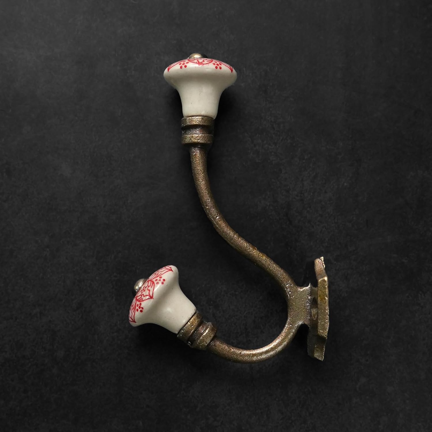 Ceramic Coat and Wall Hooks Wall Mounted Iron Hooks Antique Towel Hanger Robe Hook for Entryway Bedroom Kitchen Home - Set of 2