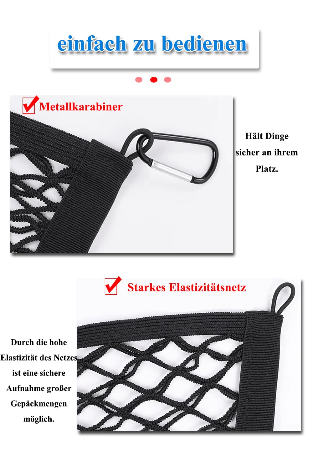 Rete per bagagli ad alta elasticità, a doppio strato, semplice organizer da letto per camion, 1,5 m x 1,5 m, estensibile fino a 3 m x 3 m, adatta per carichi quotidiani leggeri di camion, auto, camper