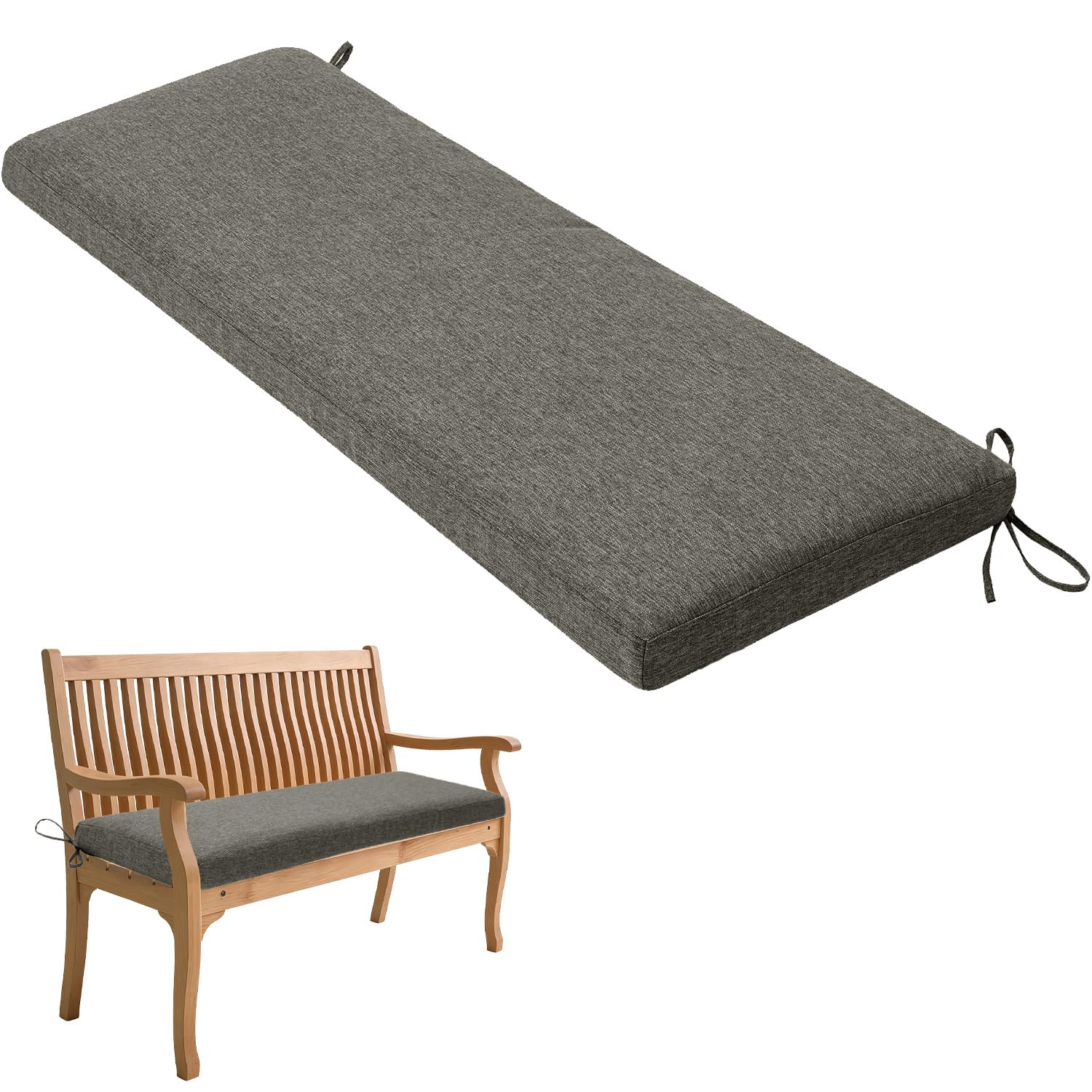 Coussin de banc en lin gris foncé pour banquette de jardin