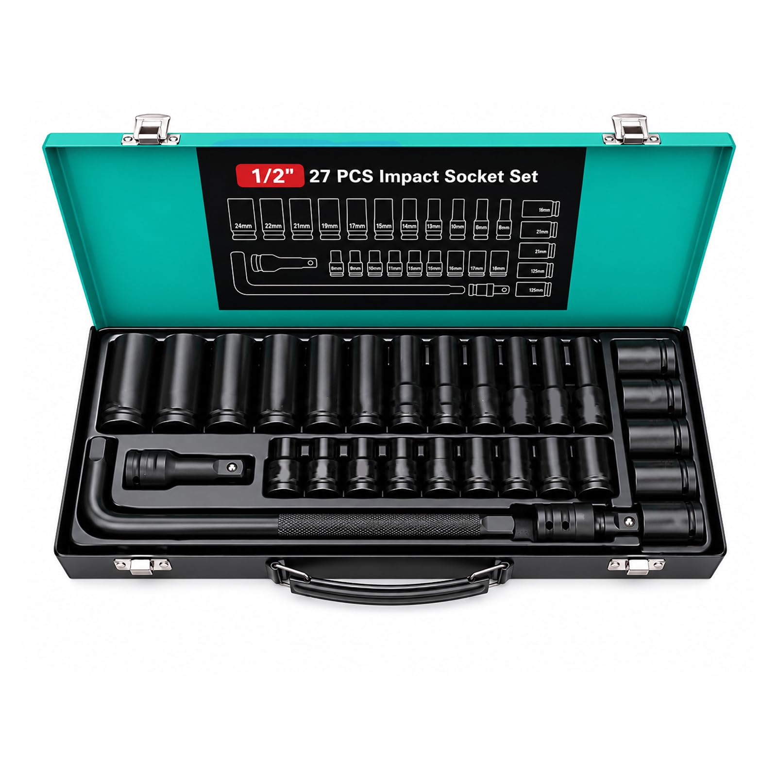 15/24 / 27 / 35Pcs 1 / 2Inch Socket Wrench Set Socket Pneumatic Maintenance Tool Automotive Mechanical Repair Hand Tool Carbon Steel Outlets