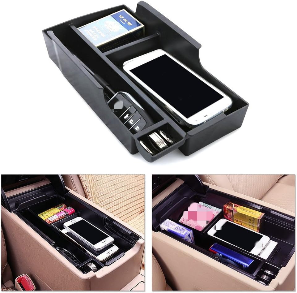 iPerfect Car Armrest Secondary Console Storage Box Glove Pallet Container for 2012-2015 Toyota Camry (XV50)