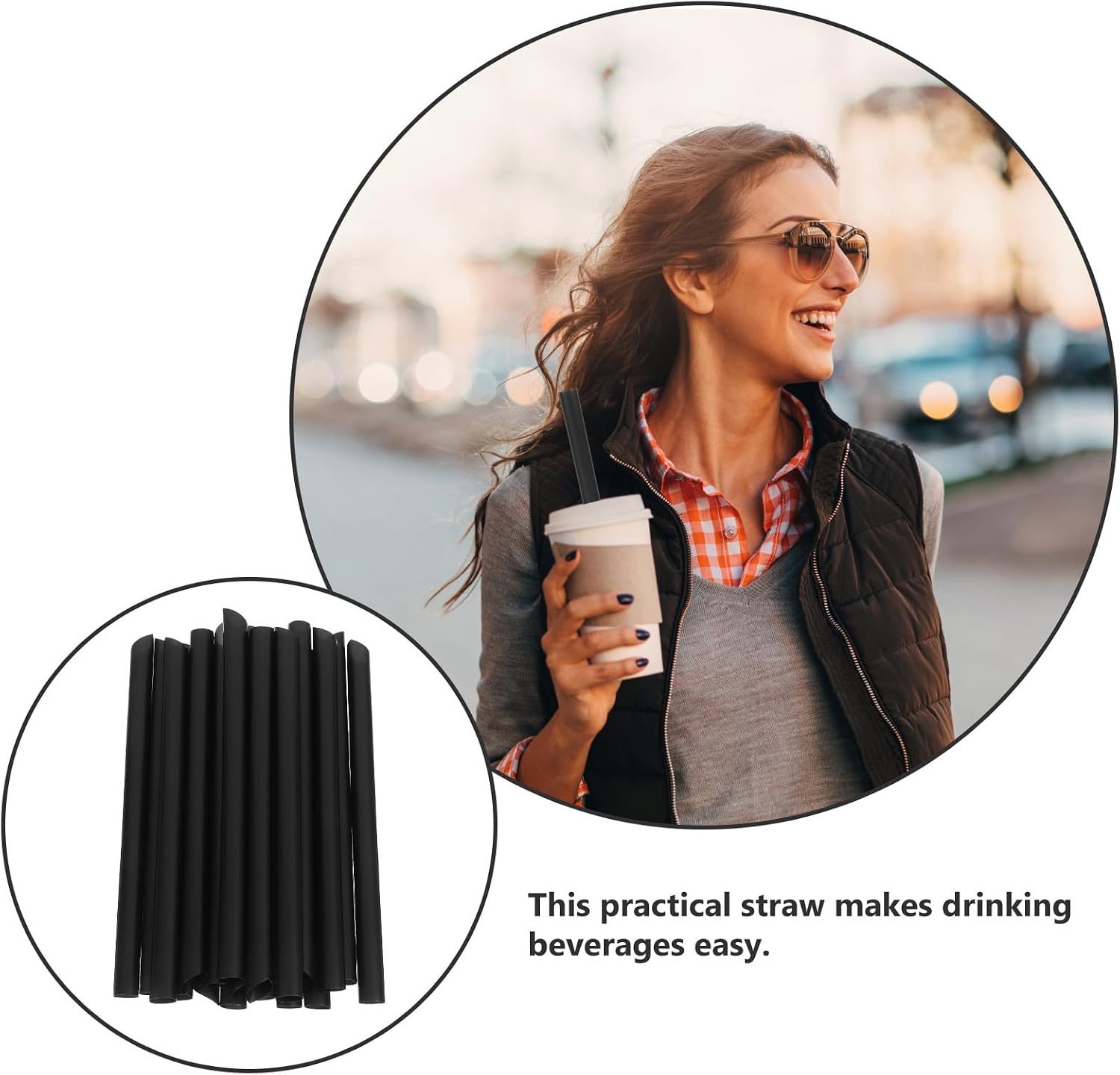 500Pcs Black 19Cm Disposable Milk Tea Straws with 1.1Mm Tip, Individually Wrapped Thick Juice and Dessert Drinking Straws for Beverage Shops and Parties